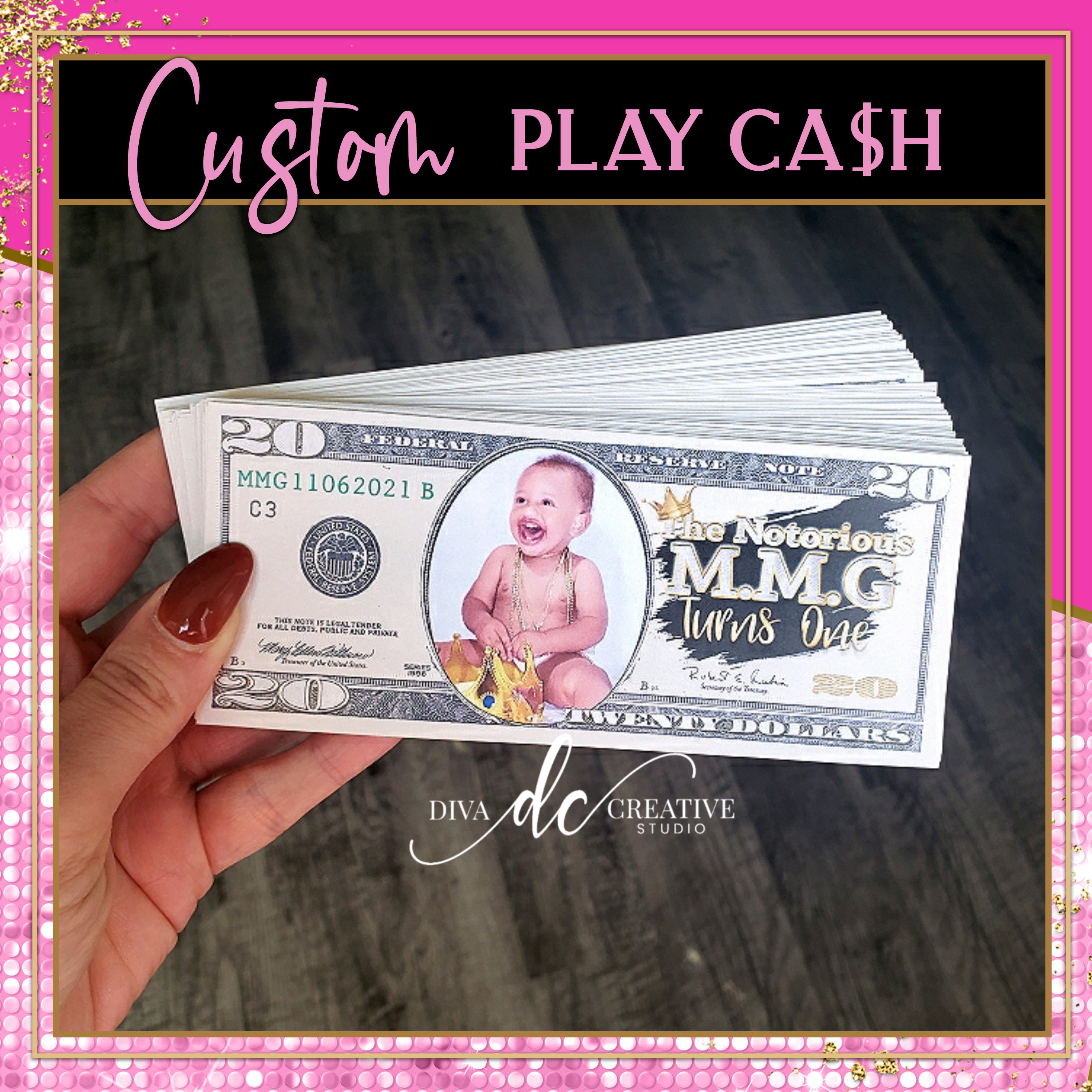 Custom Play CASH 50 Dollar Bill – Diva Creative Studio