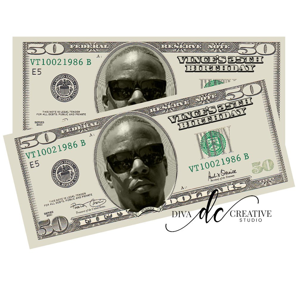 Custom Play CASH 50 Dollar Bill – Diva Creative Studio