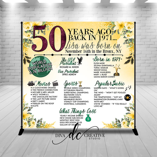 50 Years Ago Backdrop Print and Ship