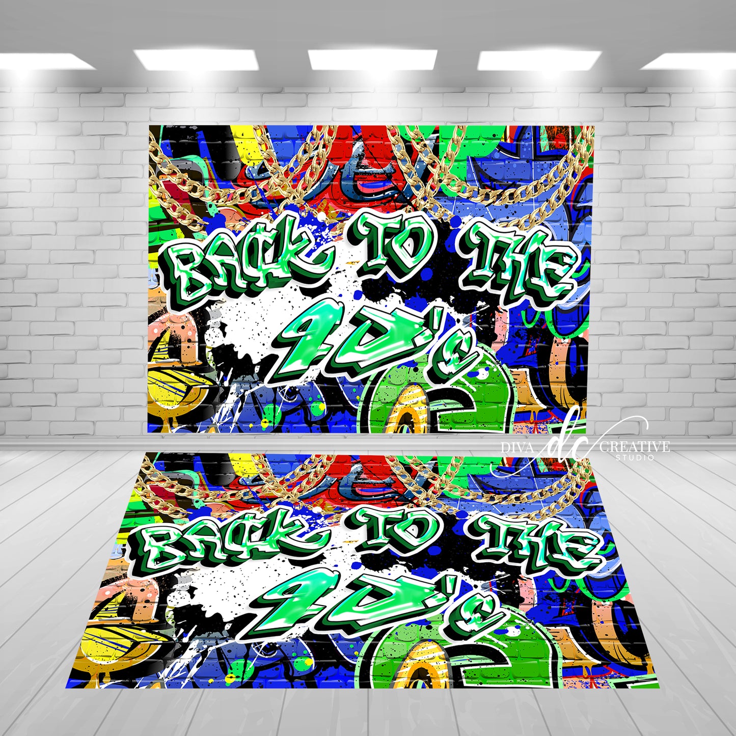 Back to the 90's Theme Digital Floor Wrap (You Print Yourself)