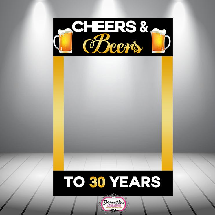 Personalized Cheers Photo Booth Prop, Personalized Selfie Frame For Event,  Cheers To 30 Years, Cheers and Beers, Home Decorations, Handmade Party