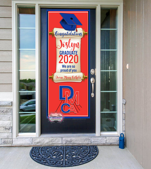 Graduation with Diploma Scroll Front Door Banner