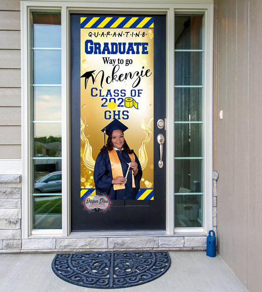 Graduation Blue, Gold, Yellow Front Door Banner