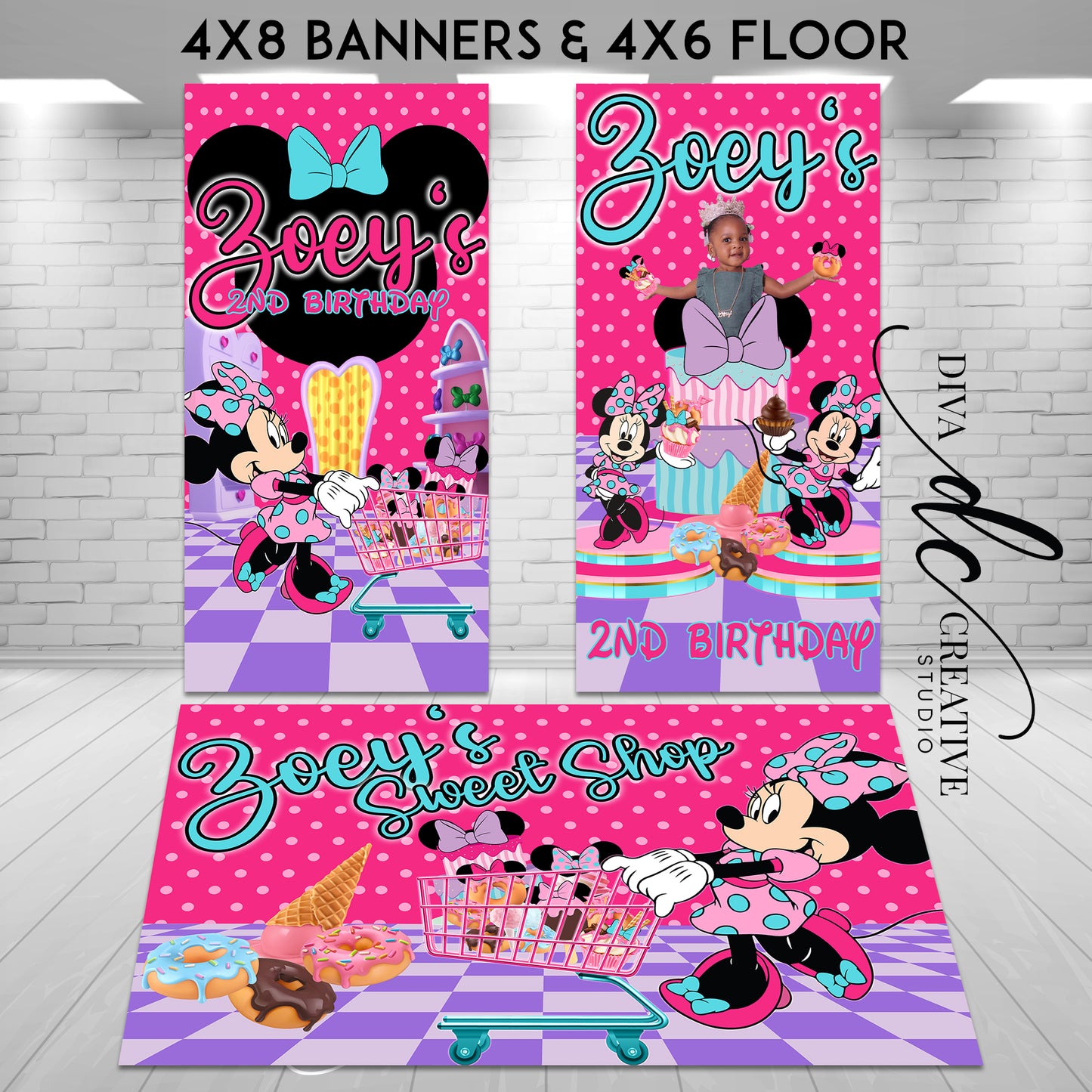 Minnie Shopping Cart Banner Print and Ship