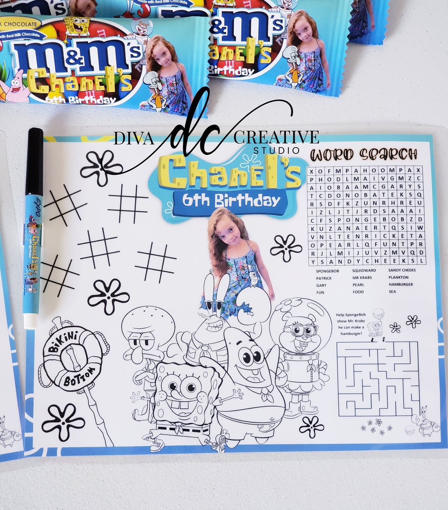 Custom Activity Placemats with Dry Erase Marker